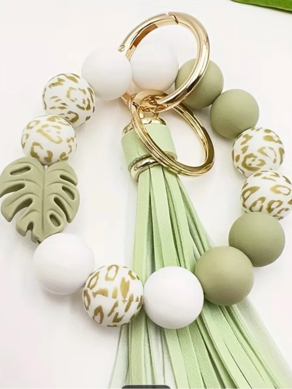 Silicone Leaf Tassel Keychain Bracelet -B22